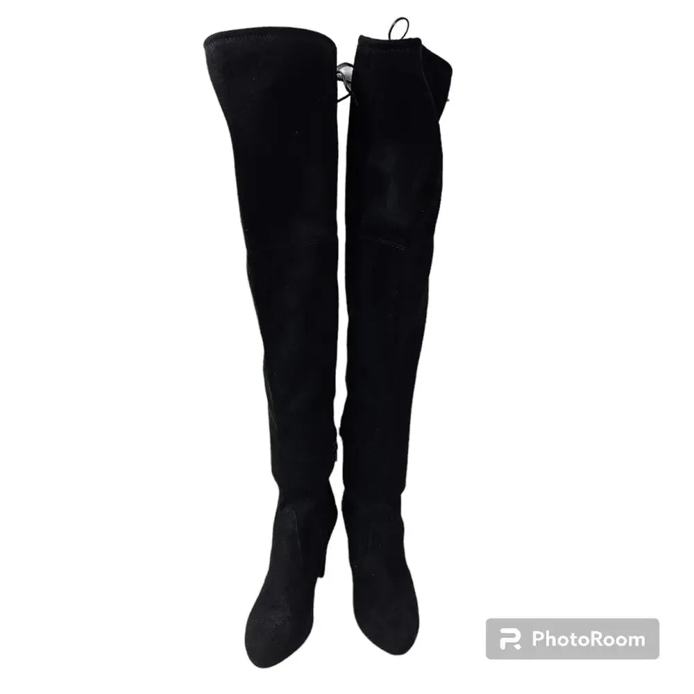 Charlotte Russe Thigh High Over the Knee Black Suede Boots Women's Size 7